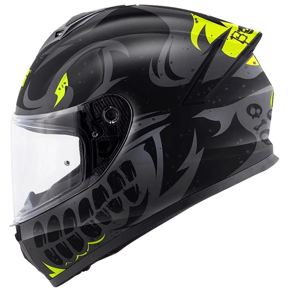 GIVI 50.X BONES MAT SİYAH-NEON SARI KASK ürün görseli 1