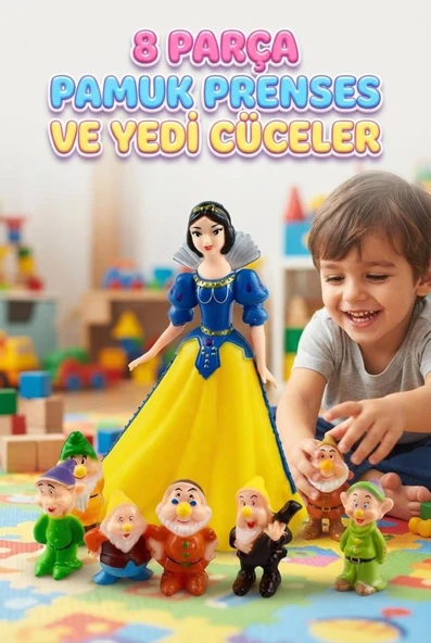 8 Parçalı: Pamuk Prenses ve 7 Cüceler Snow White Eğlenceli Figür Seti ürün görseli 1