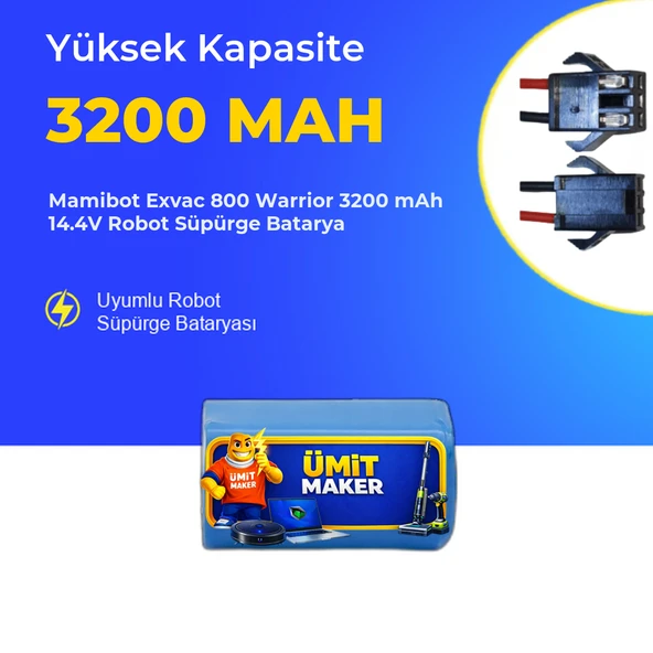 Mamibot Exvac 800 Warrior 3200 mAh 14.4V Robot Süpürge Batarya ürün görseli 1