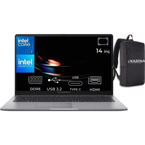Asus Expertbook P1 Core 7 240H P1403CVA-C716512G0D-K01 32GB 512GB Freedos 14" Fhd Taşınabilir Bilgisayar ürün görseli 1