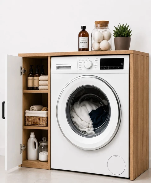 Noa Çamaşır Makinesi Dolabı Çok Amaçlı Banyo Dolabı Raflı Çamaşır Odası Organizeri Depolama Ünitesi ürün görseli 1