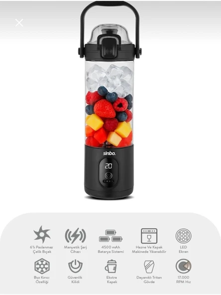 Sinbo SHB-7504 150 W Portatif Taşınabilir Smoothie Blender 700 ml ürün görseli 1