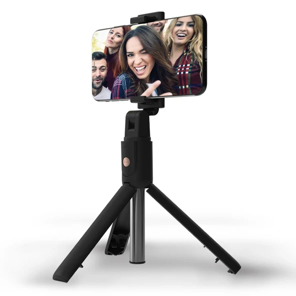 Jopus Bluetooth Kumandalı Selfie Çubuğu - Tripod Özellikli Siyah ürün görseli 1