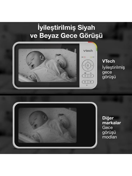 Vtech Döndürülebilir ve Eğilebilir Kameralı 5’’ Görüntülü Bebek Monitörü - VM5367 - Resim 8