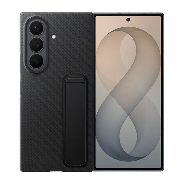 Samsung Galaxy Z Fold8 Ultra Standlı Karbon Kılıf - Siyah ürün görseli 1