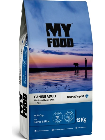 My Food Derma Support Kuzu ve Pirinçli Orta Büyük Irk Köpek Maması 12 Kg (SKT:12.26) ürün görseli 1