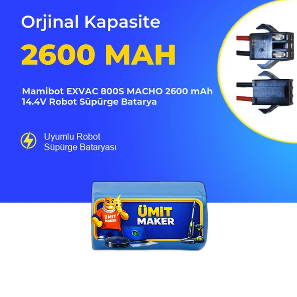 Mamibot EXVAC 800S MACHO 2600 mAh 14.4V Robot Süpürge Batarya ürün görseli 1