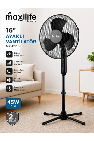 16" Teleskopik Ayaklı Vantilatör , 3 Kademe ürün görseli 1