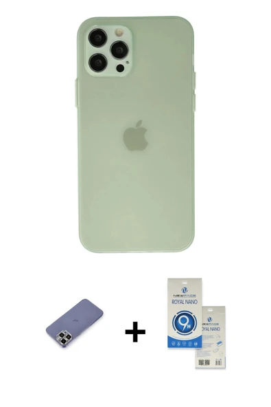 MARSİLYAN™- iPhone 12 Pro Max Kılıf Atlas Minimal Prime - Şeffaf Royal Nano Ekran Koruyucu + Metal Kamera Lens Koruma Ca ürün görseli 1