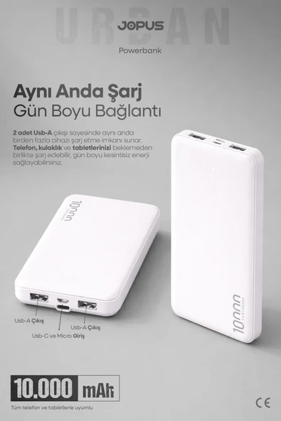 10000mAh Powerbank - Led Işıklı - Taşınabilir Hızlı Şarj Cihazı ürün görseli 1