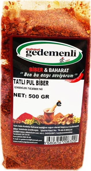 Mahmut Gedemenli Tatlı Pul Biber 500 G ürün görseli 1