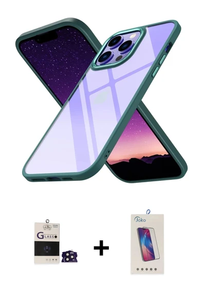 MARSİLYAN™- iPhone 14 Pro Max Kılıf Nova Işık Serisi - Siyah Joko 5D Cam + Bilvis Titan Kamera Lens - DNMR ürün görseli 1
