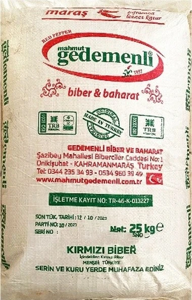 Mahmut Gedemenli Tatlı Toz Biber 25 KG ürün görseli 1