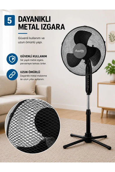 16" Teleskopik Ayaklı Vantilatör , 3 Kademe - Resim 5