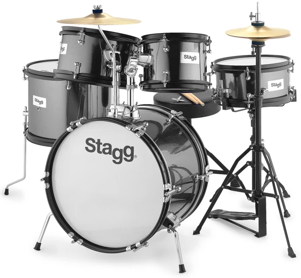 STAGG TIM JR 5/16B BK 5 PARÇA ÇOCUK AKUSTİK DAVUL SETİ SİYAH ürün görseli 1