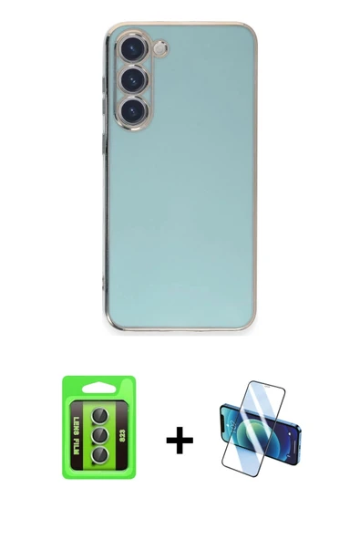 MARSİLYAN™- Galaxy S23 Kılıf Yankı Serisi - Siyah 3D Antistatik Cam Ekran Koruyucu + Raze Metal Kamera Lens - YL ürün görseli 1
