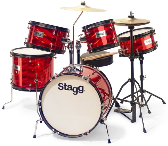 STAGG TIM JR 5/16B RD 5 PARÇA ÇOCUK AKUSTİK DAVUL SETİ KIRMIZI ürün görseli 1