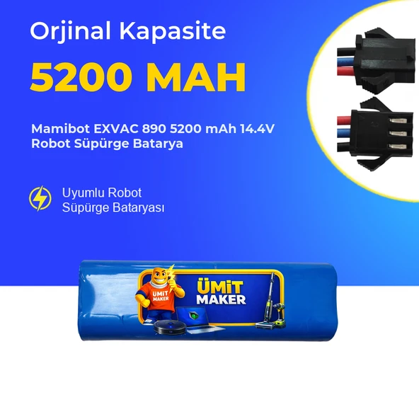 Mamibot EXVAC 890 5200 mAh 14.4V Robot Süpürge Batarya ürün görseli 1