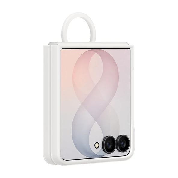 Samsung Galaxy Galaxy Z Flip8 Silikon Yüzüklü Magnet Kılıf - Krem ürün görseli 1