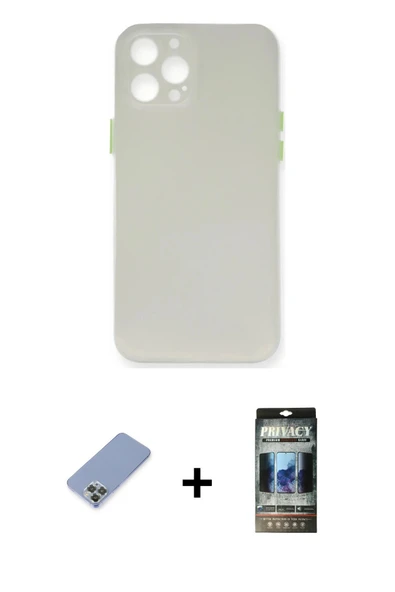 MARSİLYAN™- iPhone 12 Pro Kılıf Yadigar Yansıma Serisi - Siyah 34D Hayalet Izgaralı Cam + Metal Kamera Lens Koruma Cam - ürün görseli 1