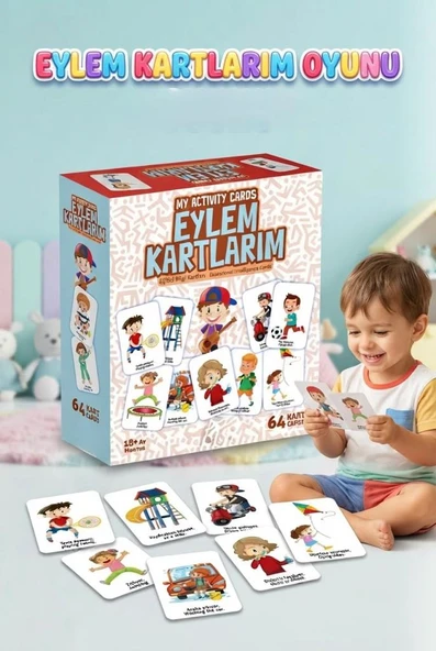 Eylem Kartlarım Çocuklar İçin Eğitici Dil ve Zeka Geliştirme Oyunu Eğlenceli ve Öğretici Oyun Seti ürün görseli 1