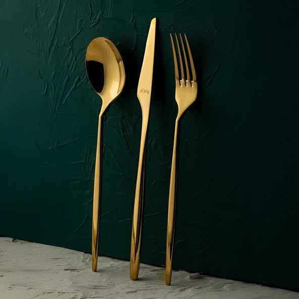 Aryıldız Studio Prestige Pvd Gold 84 Parça 12 Kişilik Çatal Kaşık Bıçak Takımı ürün görseli 1