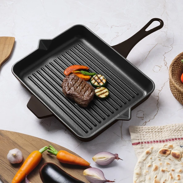 Aryıldız Duo Cast Grill Tava Kahverengi 26x32 cm ürün görseli 1