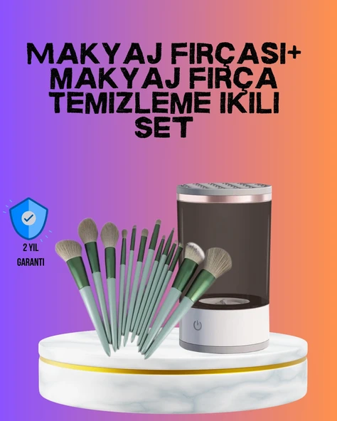 Usb Şarjlı Makyaj Fırçası Temizleyici + Profesyonel Fırça Seti ürün görseli 1