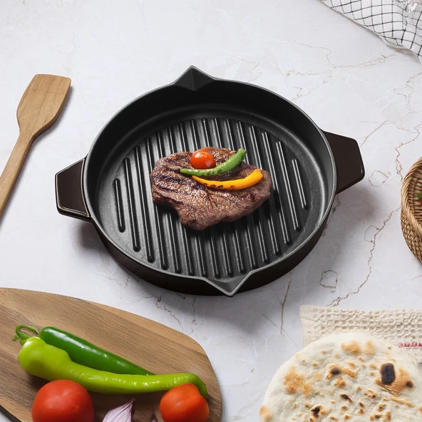 Aryıldız Duo Cast Bombe Grill Tava Kahverengi 30 cm ürün görseli 1