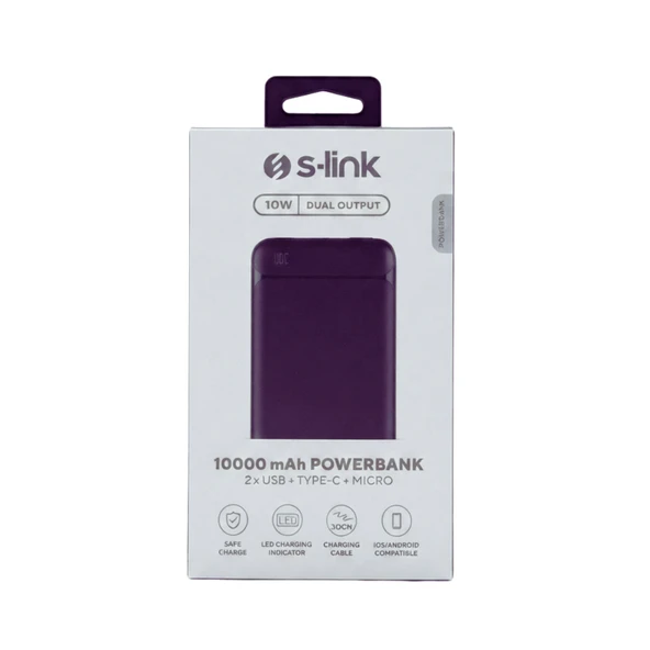 S-link IP-G2710 10000mAh Powerbank 2 Usb Port Siyah LCD Göstergeli Taşınabilir Pil Şarj Cihazı ürün görseli 1