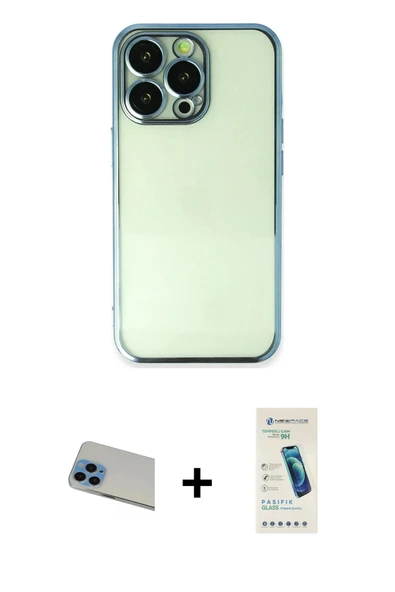 MARSİLYAN™- iPhone 13 Pro Max Kılıf Vadi Minimal - Şeffaf Pasifik Cam Ekran Koruyucu + Rainbow Kamera Lens Koruma Cam - ürün görseli 1