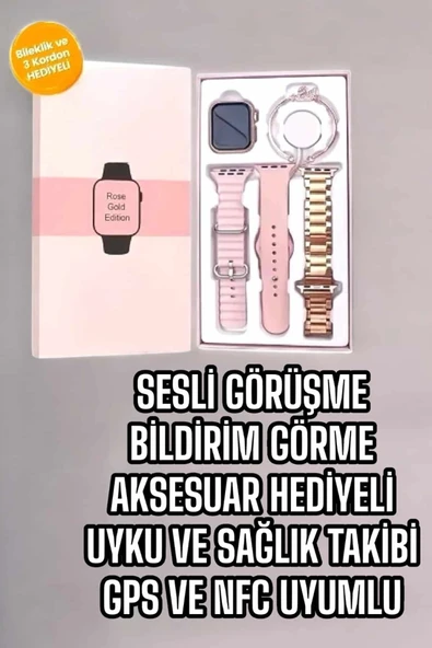 Akıllı Saat Amoled Ekran 3 Kordonlu Aksesuar Hediyeli Sesli Görüşme - Resim 2