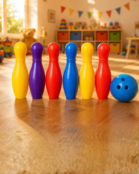 Renkli Bowling Seti Çocuk Aktivite Oyunu Motor Beceri Geliştirici ürün görseli 1