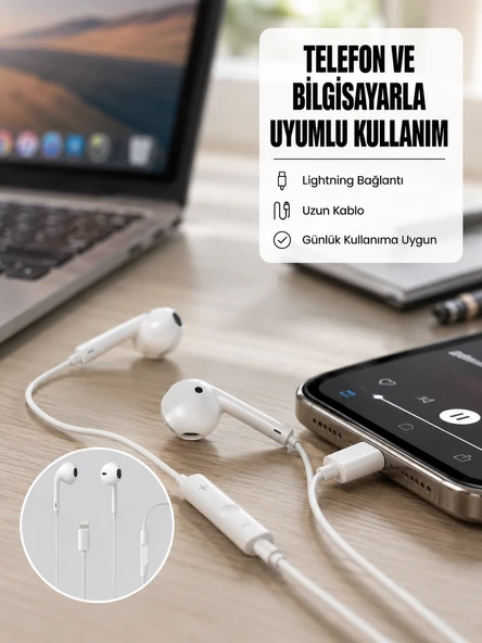 Yüksek Ses Kaliteli Mikrofonlu Kablolu Kulak İçi Kulaklık Yeni Nesil ürün görseli 1