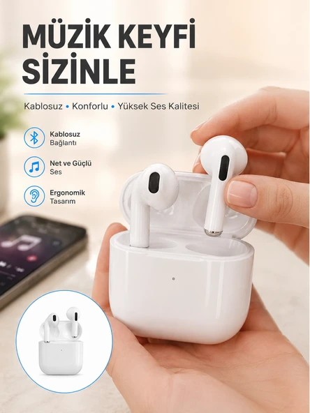 Yeni Nesil Bluetooth Kulaklık Beyaz Çağrı Cevaplayabilen Kablosuz Yeni Nesil ürün görseli 1