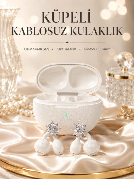 Yeni Nesil Küpeli Kablosuz Kulaklık Güçlü Bataryalı ürün görseli 1