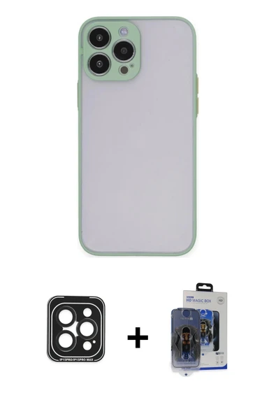 MARSİLYAN™- iPhone 15 Pro Max Kılıf Ahenk Çizgi Serisi - Siyah Vanessa Magic Cam + PVD Metal Kamera Lens - SH ürün görseli 1