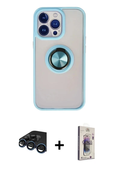 MARSİLYAN™- iPhone 15 Pro Kılıf Yörünge Çizgi - Siyah Bilvis 3D Cam Ekran Koruyucu + Raze Metal Kamera Lens - LT ürün görseli 1
