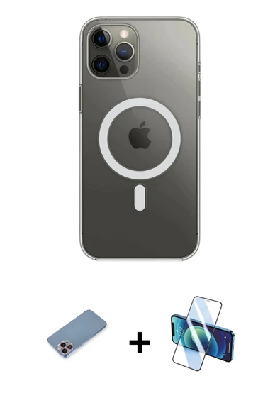 MARSİLYAN™- iPhone 12 Pro Max Kılıf Ahenk Yansıma Prime - Siyah 3D Antistatik Seramik Nano Ekran Koruyucu + Shine Kamera ürün görseli 1