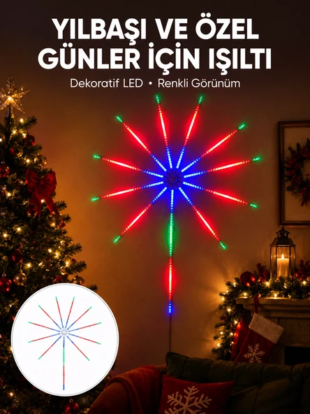 Akıllı Rgb Led Havai Fişek Duvar Lambası Kumandalı Ve Uygulama Kontrollü Yeni Nesil ürün görseli 1