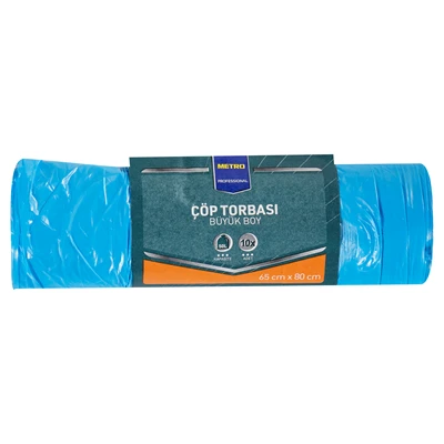 METRO PROFESSIONAL Çöp Torbası 65x80 cm 10 Adet Dayanıklı Mavi 8'li Avantaj Paketi ürün görseli 1