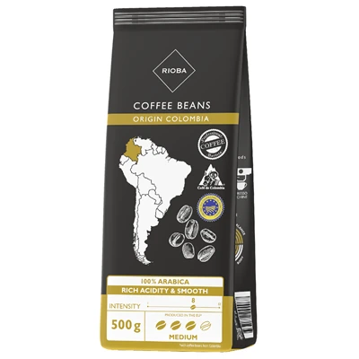 RIOBA Çekirdek Kahve 500 G Columbia - %100 Arabica Kavrulmuş Bütün Kahve Çekirde 3'li Ekonomik Paket ürün görseli 1