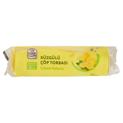 Fine Dreaming Büzgülü Çöp Torbası 15 Adet Orta Boy Limon Kokulu 6'li Avantaj Paketi ürün görseli 1