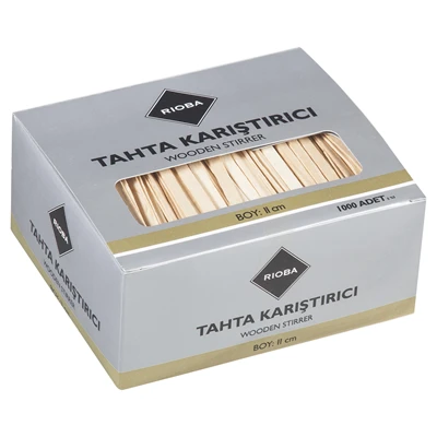 RIOBA Tahta Karıştırıcı 11 cm 1000 Adet Kullan At İçecek Karıştırıcı 8'li Avantaj Paketi ürün görseli 1