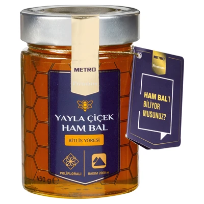 METRO Premium Bitlis Balı 450 G - Doğal Yayla Çiçek Ham Bal 3'li Ekonomik Paket ürün görseli 1