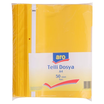 aro Telli Dosya 50'li Sarı - Ekonomik ve Dayanıklı Ofis Arşivleme 6'li Avantaj Paketi ürün görseli 1