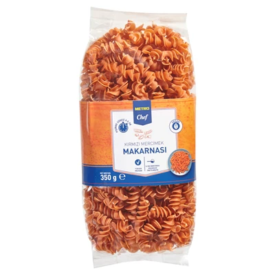 METRO Chef Burgu Makarna 350 G Kırmızı Mercimek Unlu Yüksek Protein 4'li Avantaj Paketi ürün görseli 1