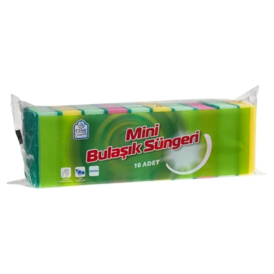Fine Dreaming Mini Bulaşık Süngeri 10'lu - Tırnak Koruyuculu, Çok Amaçlı Temizli 6'li Avantaj Paketi ürün görseli 1