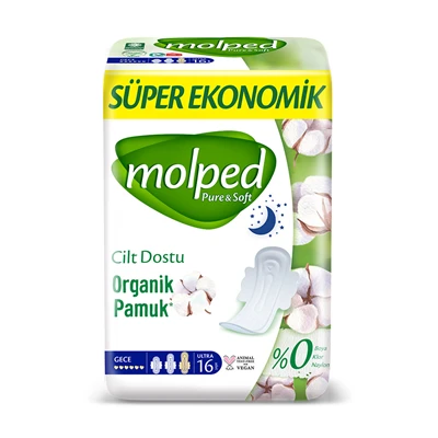 Molped Soft Care 4Lü Gece 20Li Hijyenik Ped, Süper Emici ve Nefes Alan Yapı 8'li Avantaj Paketi ürün görseli 1