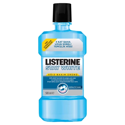 Listerine Stay White Ağız Suyu 500 ml - Diş Beyazlığını Korur 6'li Avantaj Paketi ürün görseli 1